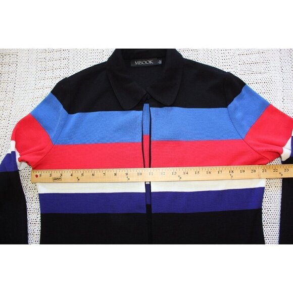 Misook women's Knit Cardigan striped long sleeve open front Size L multicolor - Picture 4 of 10